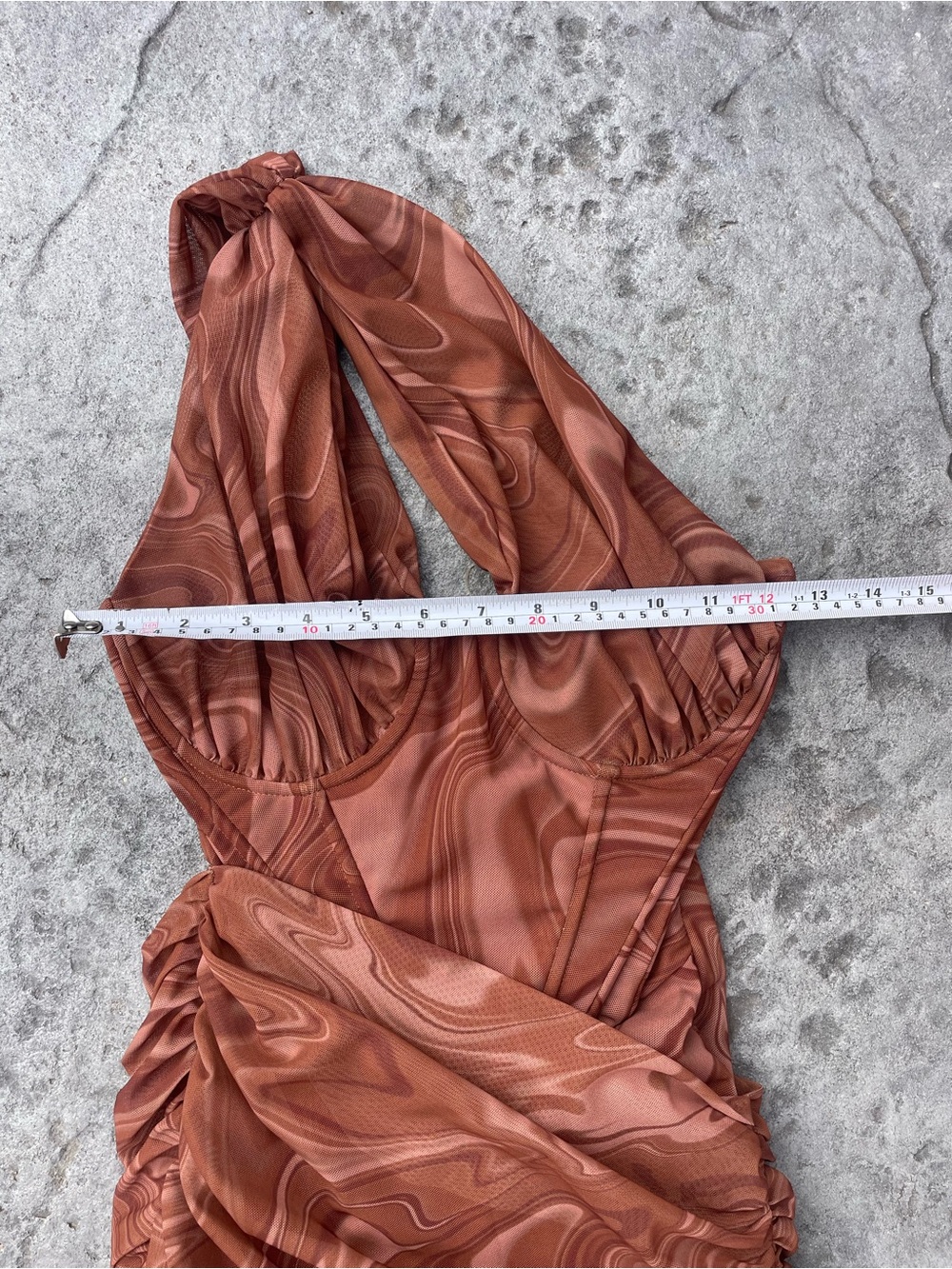 House of CB Clementine Swirl Print Cut Out Mini Dress Brown Size XS - Picture 7 of 8